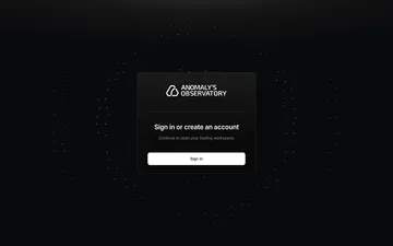 The Anomaly’s Observatory sign-in card with its Sign In button, on a dark background with a glow at the top and rings of dots around the card.