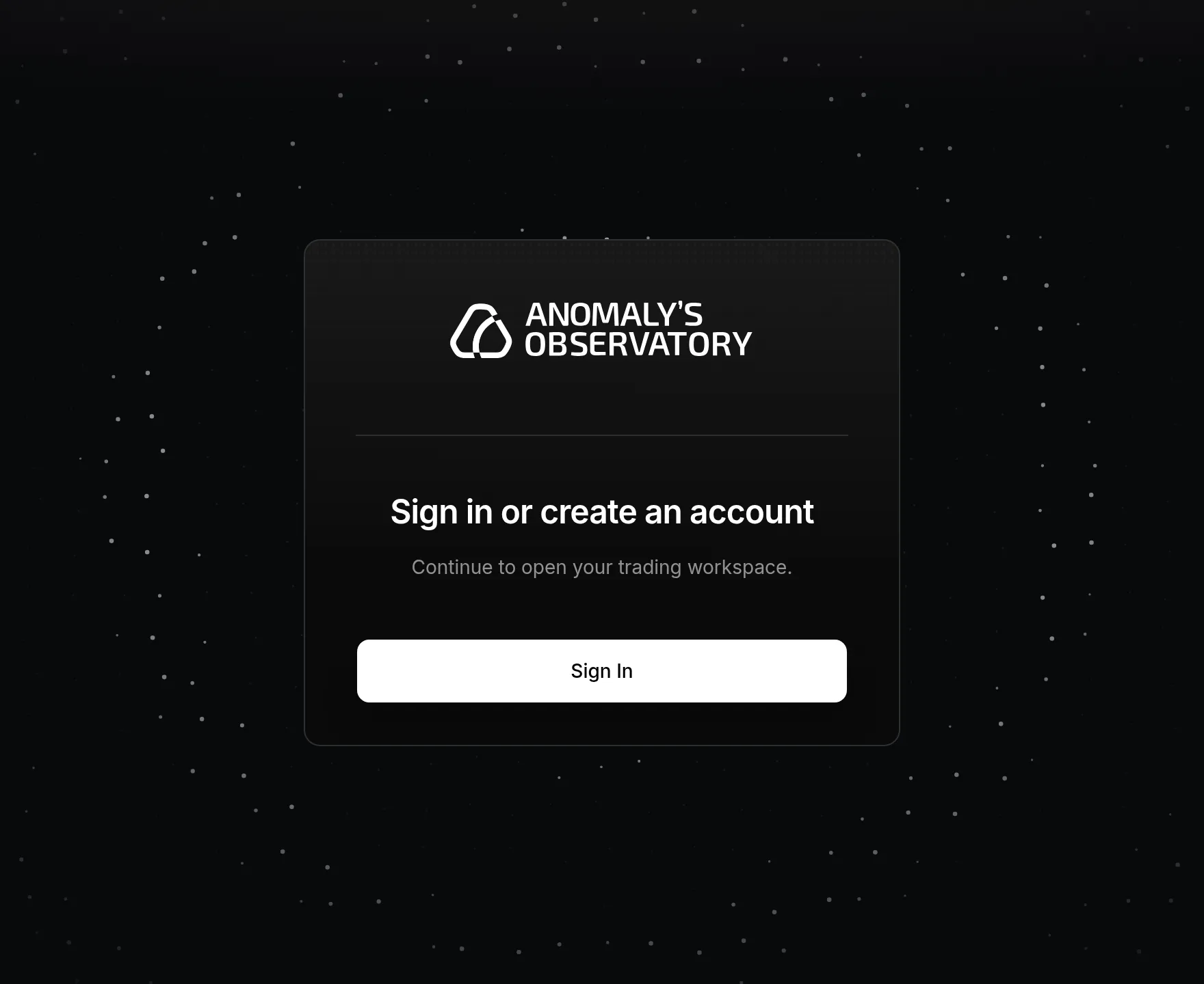 AO sign-in card with the heading Sign in or create an account and a Sign In button, on a dark background of dots